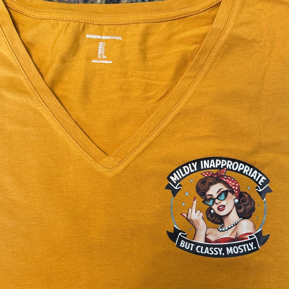 Amazon Essentials Mustard Graphic Tee - image 3